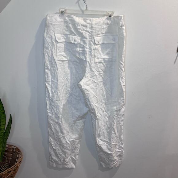 J.‎ Crew NWT Women's White Linen Blend Pants Size 14 I Coastal, Resort, Preppy - Picture 2 of 6